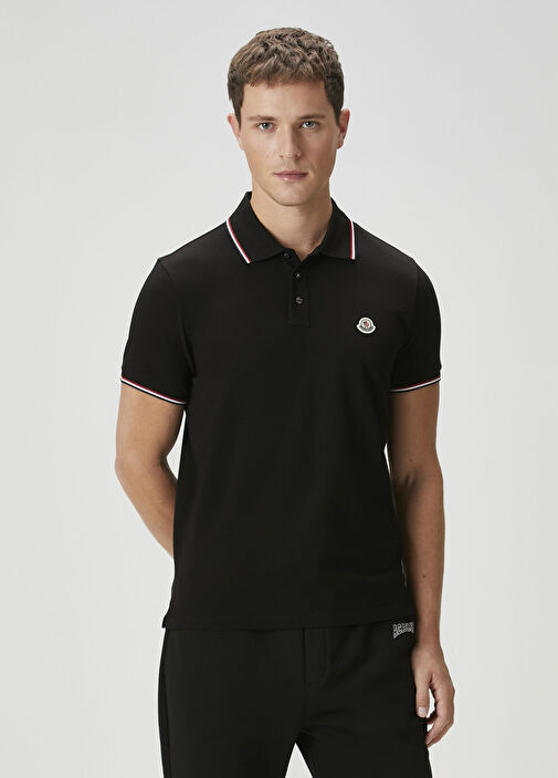Black Moncler Black Men Slim Fit Black Polo T-Shirt 1652000 | Beymen