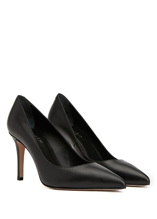 Siyah Deri Stiletto - Görsel 3