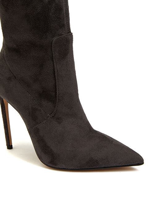 Gri Kadın Deri Çizme - Görsel 7