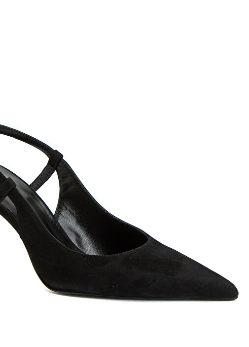 Siyah Süet Deri Topuklu Ayakkabı - Görsel 7