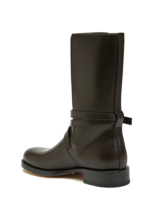 Koyu Kahverengi Kadın Deri Bot - Görsel 4