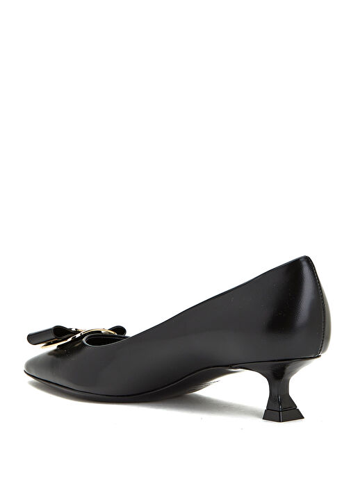 Vara Siyah Deri Topuklu Ayakkabı - Görsel 4