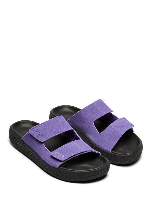 Etna Siyah Mor Kadın Süet Terlik - Görsel 3