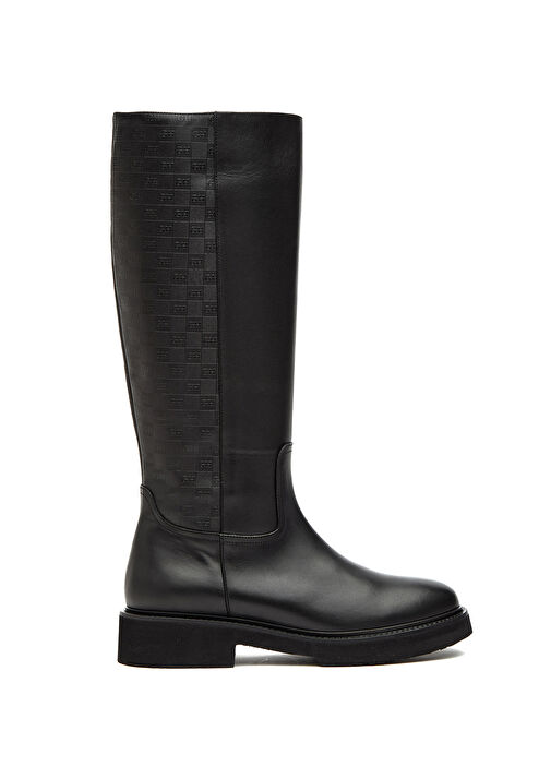 Siyah Baskılı Kadın Deri Çizme - Görsel 2