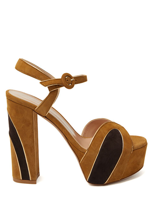 Taba Siyah Kadın Süet Sandalet - Görsel 2