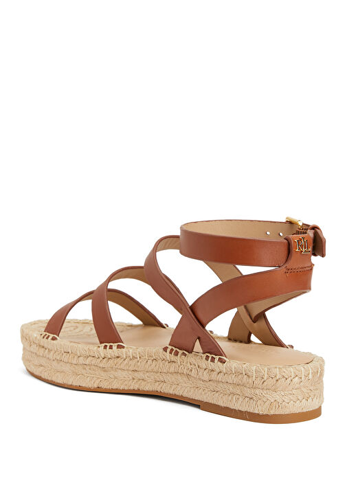 Kahverengi Kadın Deri Sandalet - Görsel 4