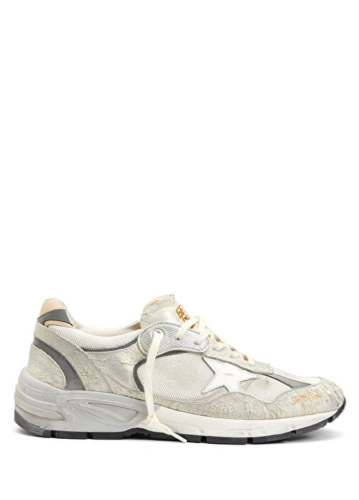 Golden Goose Beyaz-Gri Erkek Dad Star Beyaz Gri Deri Sneaker