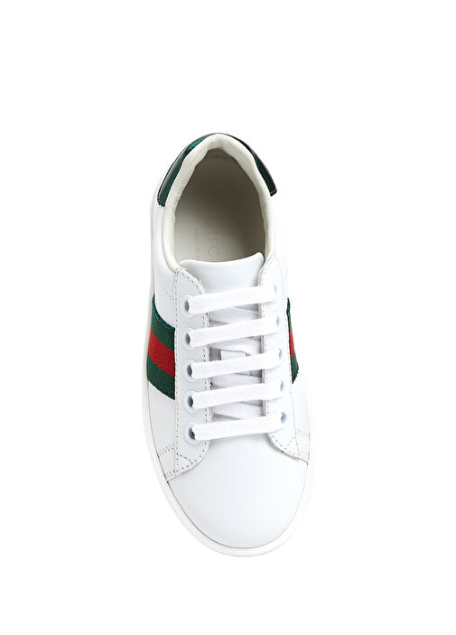 Beyaz Logolu Unisex Çocuk Deri Sneaker - Görsel 5