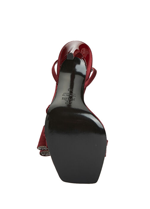 Bordo Kadın Saten Sandalet - Görsel 6