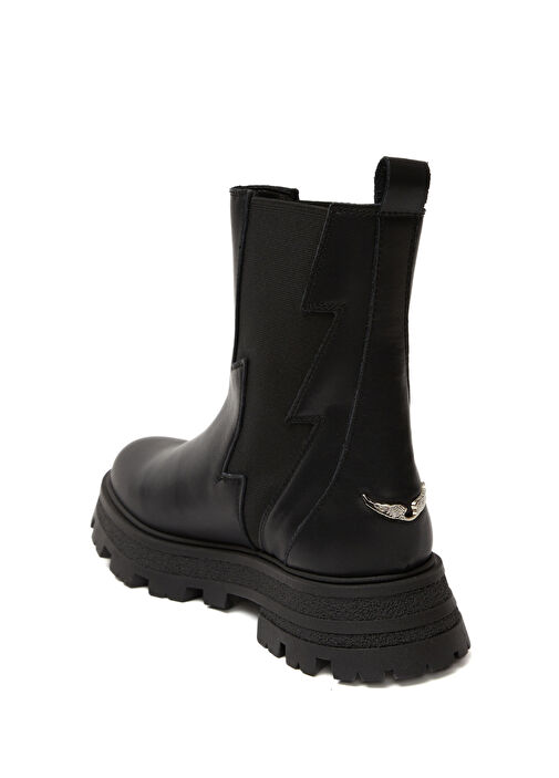 Siyah Kız Çocuk Deri Bot - Görsel 4