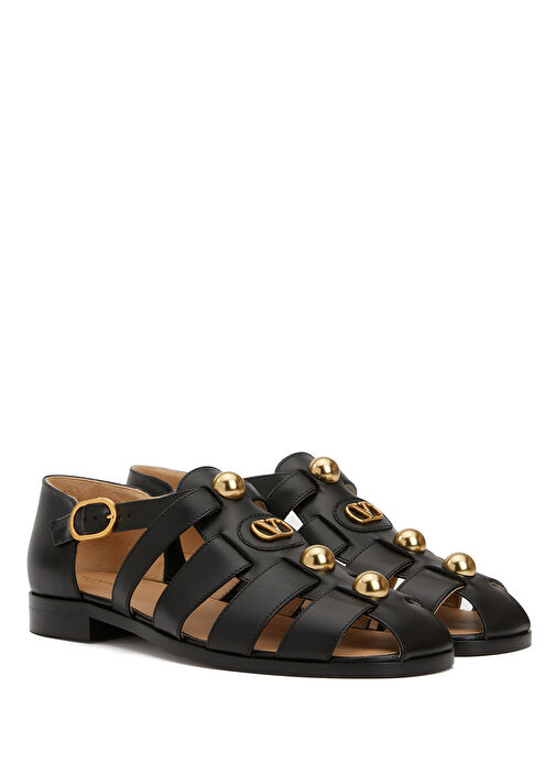 Siyah Kadın Deri Sandalet - Görsel 3