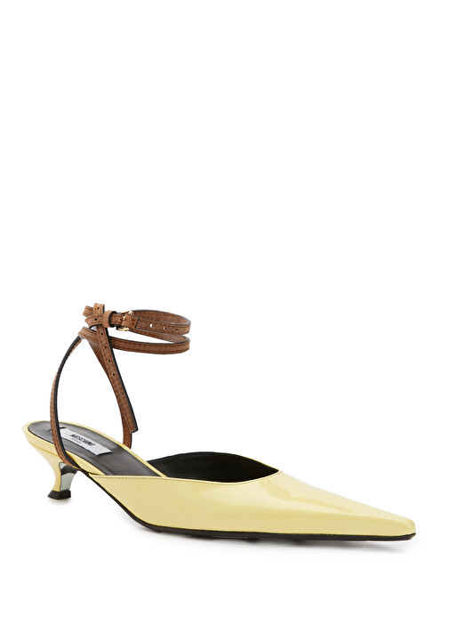 Milano Sarı Deri Topuklu Ayakkabı - Görsel 3