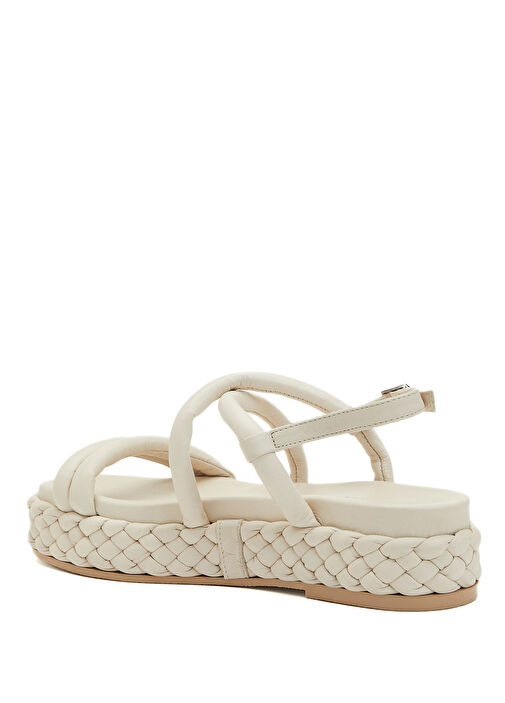 Kırık Beyaz Kadın Deri Sandalet - Görsel 4