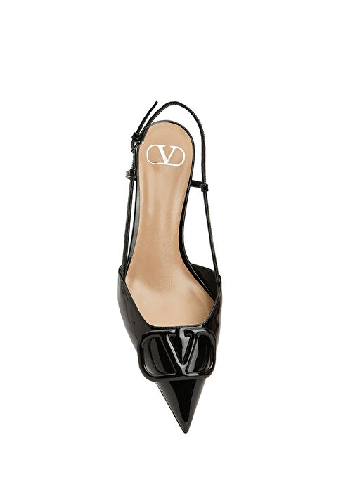 Siyah Deri Topuklu Ayakkabı - Görsel 5