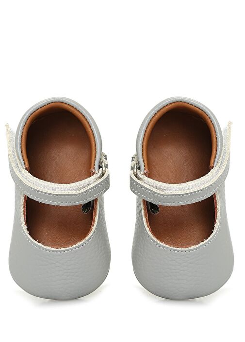 Bleu Gri El Yapımı Kız Bebek Deri Ayakkabı - Görsel 6
