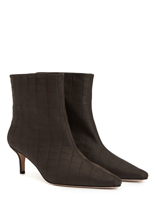 Kahverengi Krokodil Kadın Deri Bot - Görsel 3