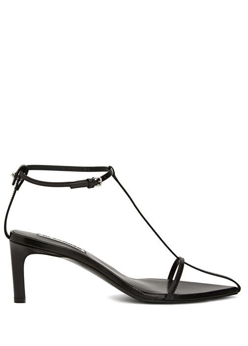 Cage Siyah Kadın Deri Sandalet - Görsel 2