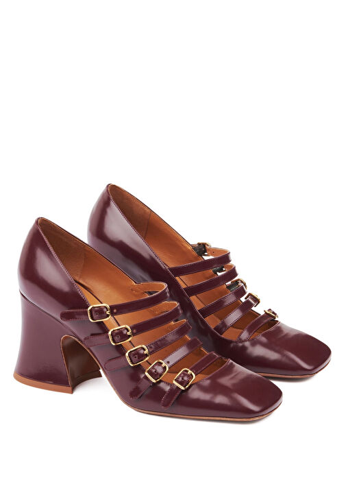 Bordo Deri Topuklu Ayakkabı - Görsel 3