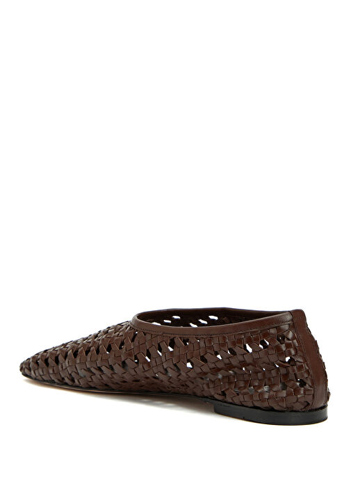 Kahverengi Örgü Dokulu Deri Babet - Görsel 4