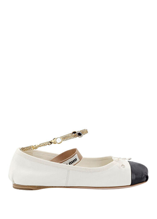 Beyaz Kadın Deri Babet - Görsel 3