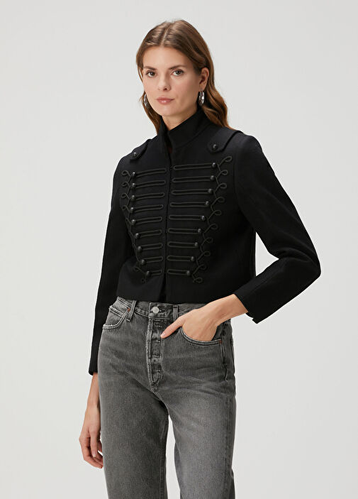 AllSaints - Rummy Black Crop Wool Jacket