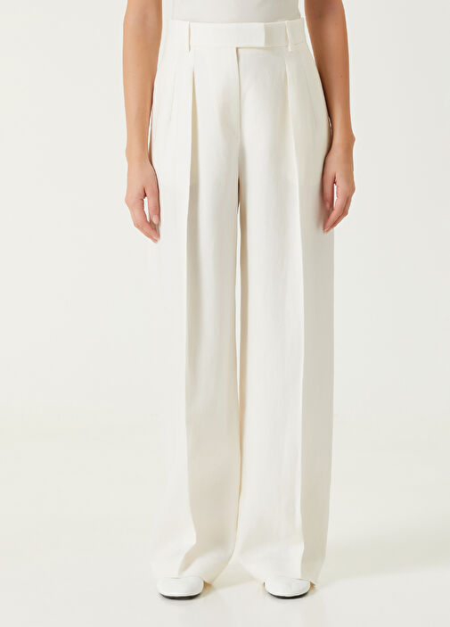 パンツ THE ROW wide-leg pants by antone White Antone high-rise linen wide-leg pants in white - The Row
