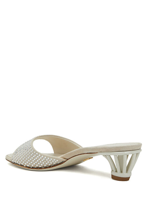 Beyaz Kadın Deri Terlik - Görsel 4