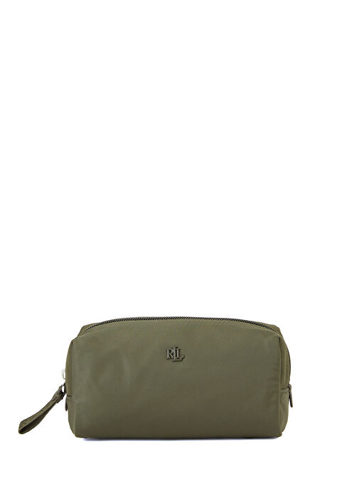 Lauren Ralph Lauren Khaki Logo Detailed Makeup Bag