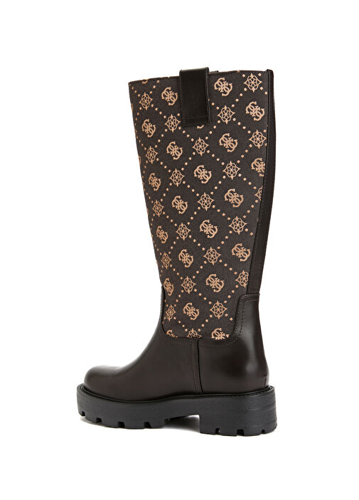 Kahverengi Logo Desenli Kadın Çizme - Görsel 4