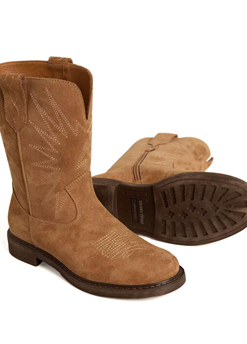 Açık Kahverengi Kız Çocuk Süet Bot - Görsel 4