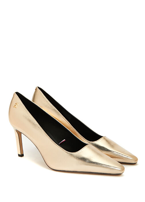 Gold Deri Topuklu Ayakkabı - Görsel 3