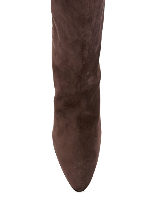 Koyu Kahverengi Kadın Süet Çizme - Görsel 6