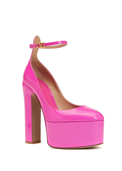 Fuşya Deri Topuklu Ayakkabı - Görsel 3