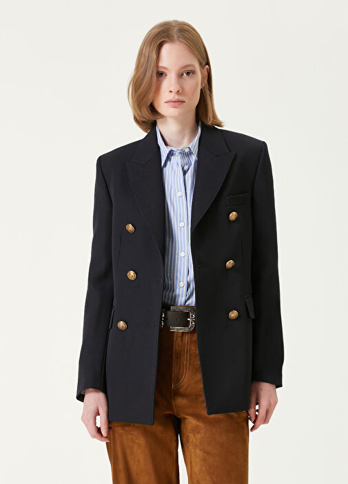 Golden Goose - Dark Blue Logo Detailed Blazer