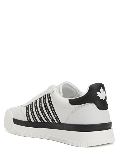 Beyaz Siyah Erkek Deri Sneaker - Görsel 4