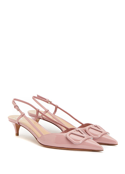 Sling Pembe Deri Topuklu Ayakkabı - Görsel 3