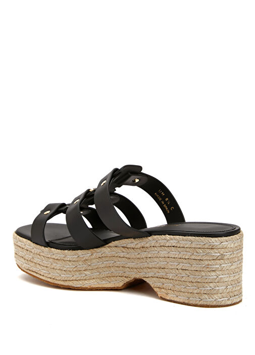 Siyah Logo Tokalı Kadın Deri Terlik - Görsel 4