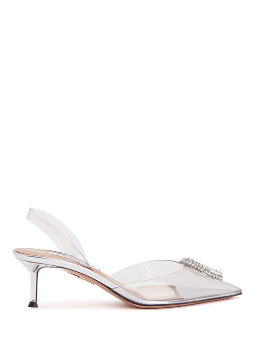 Gümüş Transparan Topuklu Ayakkabı - Görsel 2