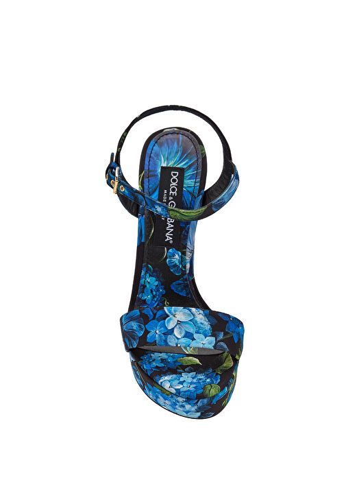 Mavi Desenli Kadın İpek Sandalet - Görsel 5