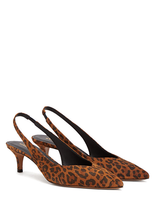 Padim Leopar Desenli Süet Topuklu Ayakkabı - Görsel 4