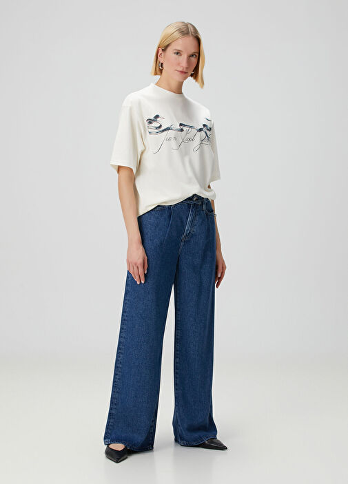 Jean Paul Gaultier - Oversized Beyaz Logo Baskılı T-shirt - Beyaz