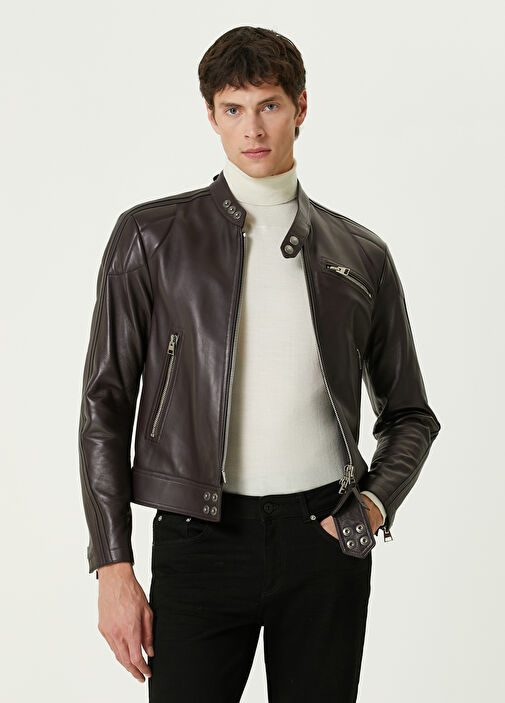 【関税＆送料込み】Tom Ford Dark Brown Leather Jacket Brown Tom Ford Brown Men Brown Leather Jacket 1574650 | Beymen