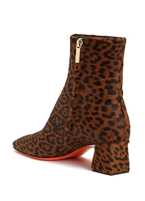 Açık Kahverengi Leopar Desenli Kadın Deri Bot - Görsel 4