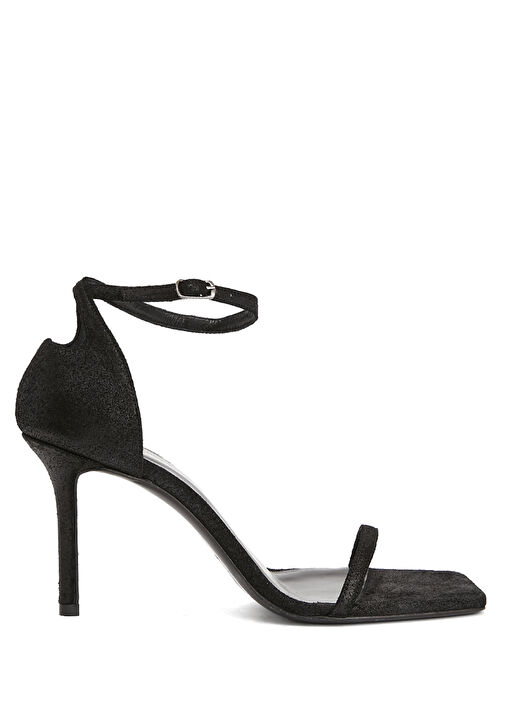 Siyah Kadın Süet Sandalet - Görsel 2