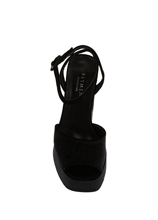 Siyah Kadın Kadife Sandalet - Görsel 5