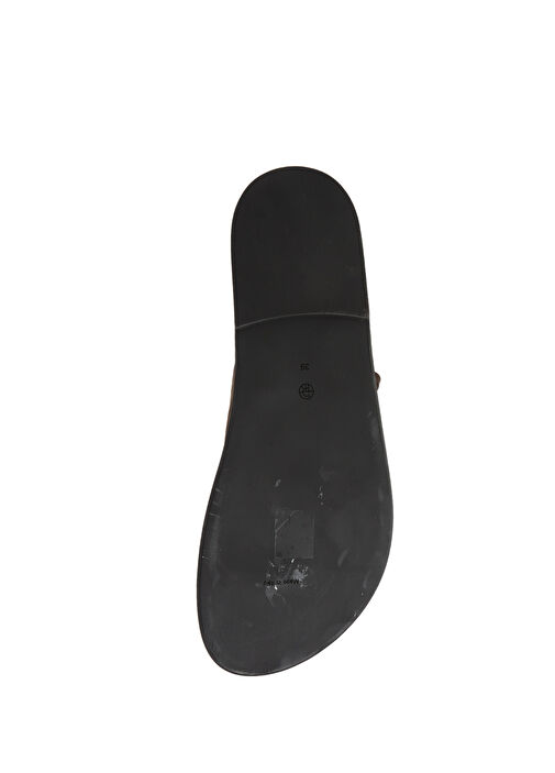 Kahverengi Kadın Deri Sandalet - Görsel 6