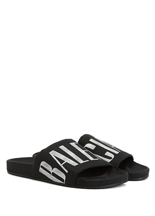 Siyah Beyaz Logo Baskılı Erkek Terlik - Görsel 3