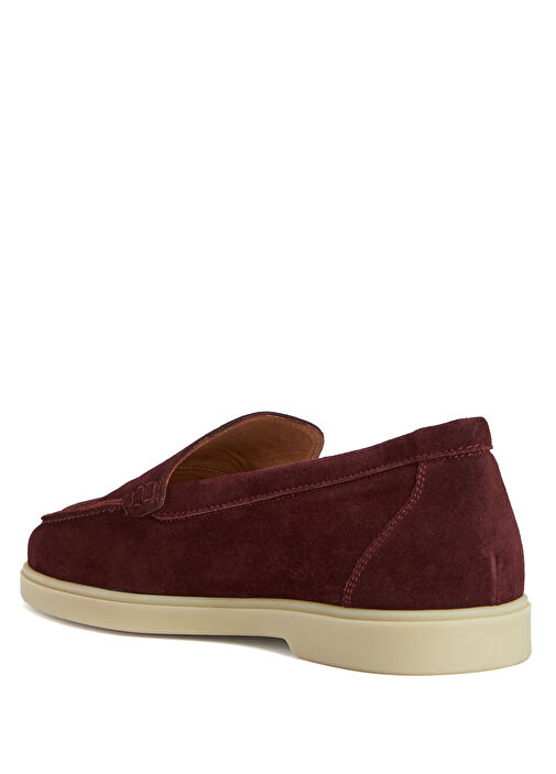 Bordo Kadın Süet Loafer - Görsel 4