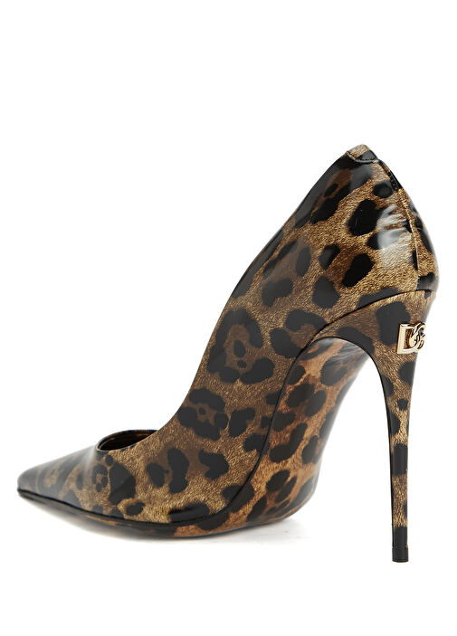 Leopar Desenli Deri Stiletto - Görsel 4