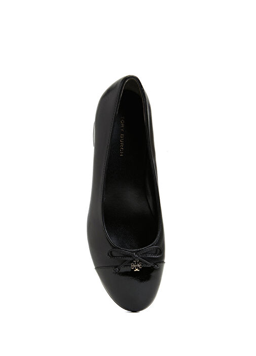 Siyah Deri Topuklu Ayakkabı - Görsel 5